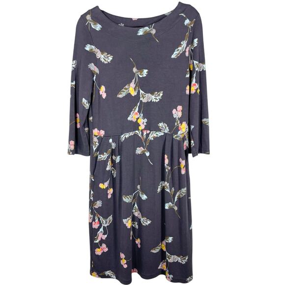 Joules, Size 12, Navy Blue & Pink Floral Teeshirt Dress, Fit & Flare, Pockets - Picture 1 of 6
